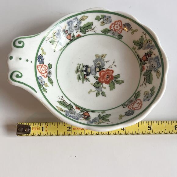 Vintage Shenango Deluxe China Bowl Dish With Chinese Vase And Floral Pattern - Picture 7 of 9